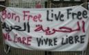 Frei geboren - frei leben! Protest in Calais am 13. Oktober 2012.
