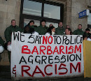 We say NO to police Barbarism Aggression & Racism, Foto von Björn Kietzmann