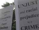 Demonstration am 1. Juni 2012: Unjust and racial prejudice is a crime. Wir fordern eine Untersuchung im Fall Pastor Joshua.