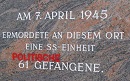 Am 7. April 1945 ermordete an diesem Ort eine SS-Einheit 61 POLITISCHE Gefangene