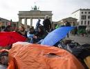Refugees in hunger strike at Brandenburger Tor in Berlin