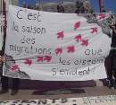 22nd September 2010: No Borders activists carried out the subversive act of placing banners in commemoration of the anniversary of the Pashtun Jungle destruction one year ago.