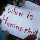 Geflüchtete in Traiskirchen am 26. Juli 2015 fragen: Where is human right?
