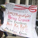 Solidarity protest in front of French Embassy, London, 20 July 2009