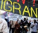 Protest in Athens against Greece’s decision to build a fence along a section of its border with Turkey, April 2011